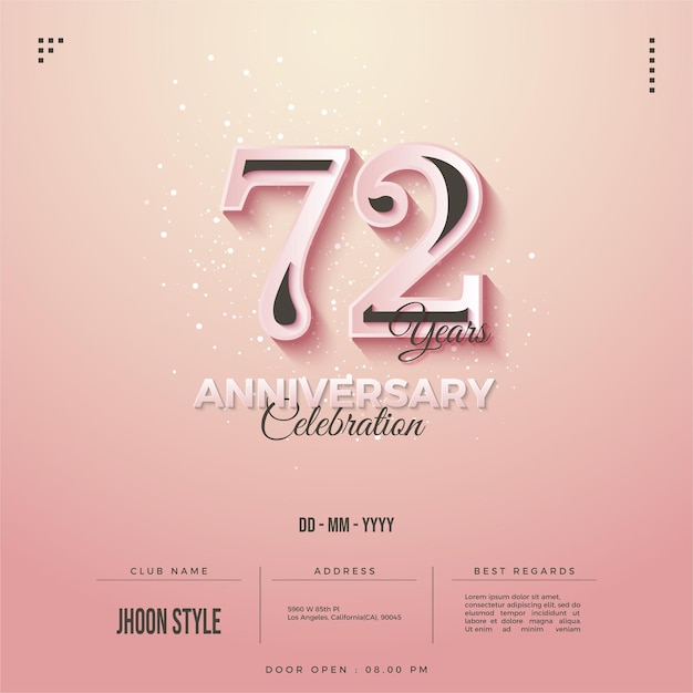 72e Anniversaire Dans Un Très Joli Concept De Couleur Rose.