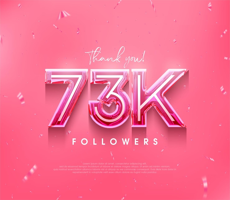 Vecteur 73k de followers ont conçu un remerciement dans une couleur rose doux
