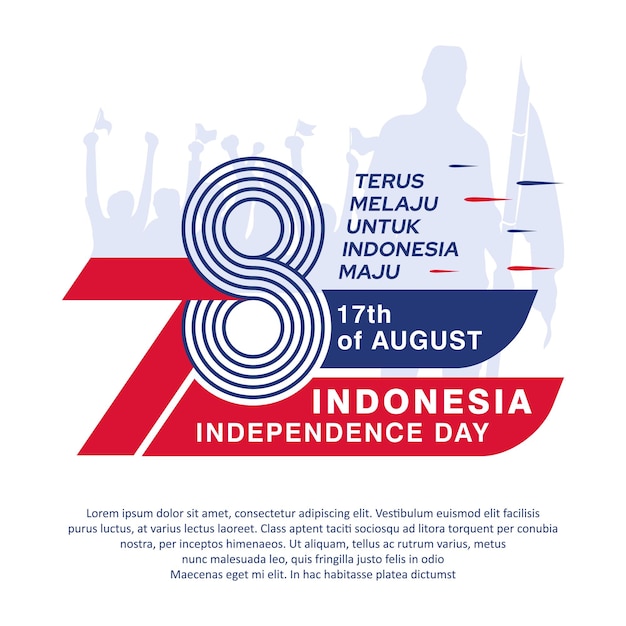 78e jour de l'indépendance de l'Indonésie heureuse Création de logo vectoriel avec ruban rouge et bleu