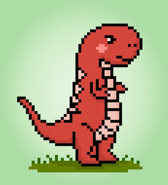 8 bits pixels dinosaure T rex Animaux dans des illustrations vectorielles pour les modèles de point de croix