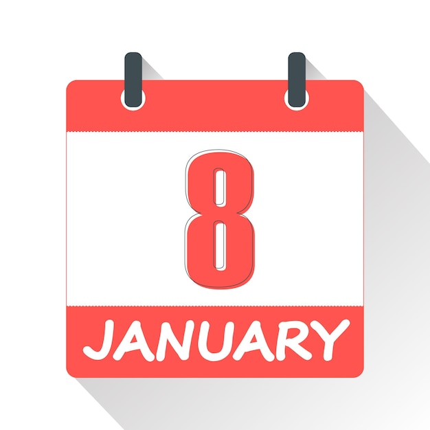 Vecteur 8 janvier calendrier quotidien icône de rappel design calendrier d'affaires