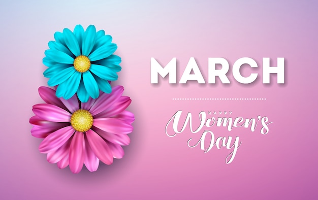 8 Mars Happy Womens Day Floral Carte De Voeux