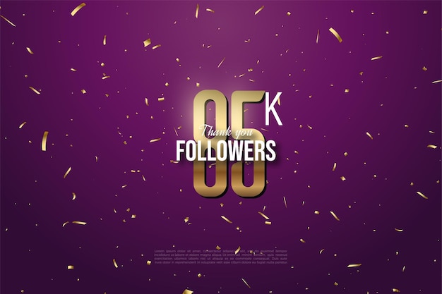 85k abonnés sur fond violet et feuille d'or.