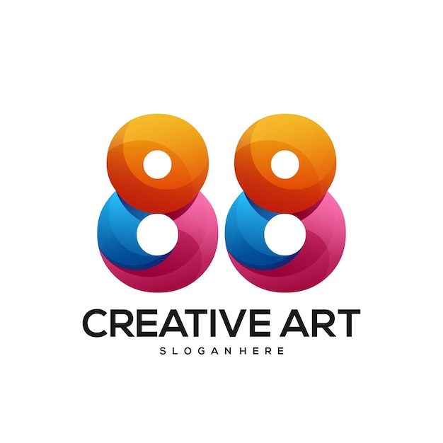 Vecteur 88 numéro logo dégradé coloré