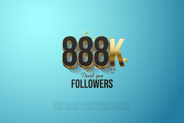 888k Followers Avec Superposition De Chiffres En Or Massif