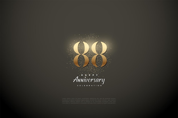 88e anniversaire avec des pépites de paillettes d'or