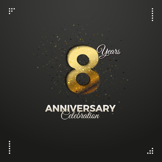 8e anniversaire avec des chiffres d'or