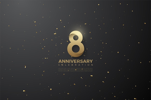 8e anniversaire avec des numéros 3D à motifs.
