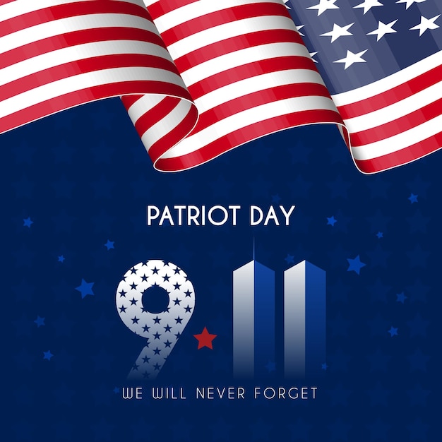 9 11 nous n'oublierons jamais le 11 septembre conception de fond de bannière carrée USA patriot day
