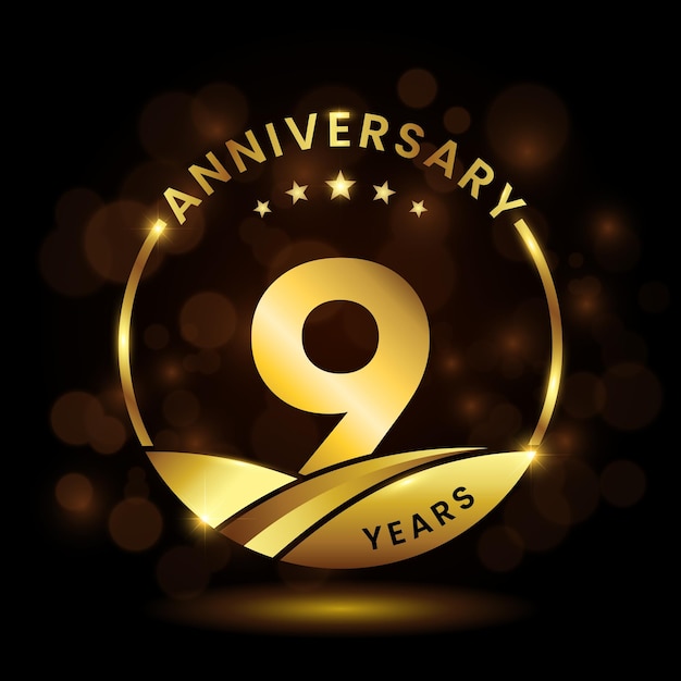 9 ans anniversaire anniversaire célébration logo design illustration vectorielle modèle