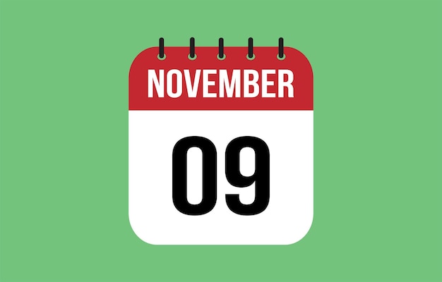 9 novembre Calendrier Illustration vectorielle du calendrier