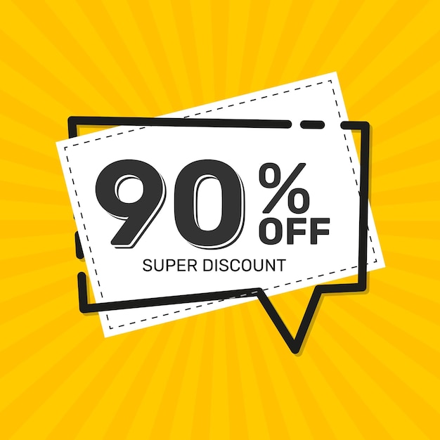 90 OFF Super Remise Remise Promotion Offre Spéciale Remise Bannière Bannière Carrée Jaune