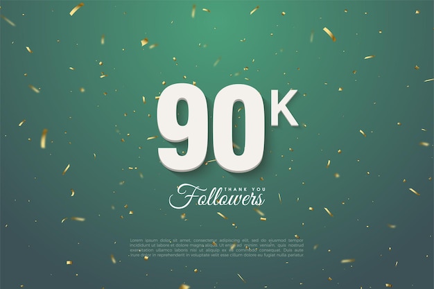 90k adeptes avec des nombres sur fond de feuille verte.
