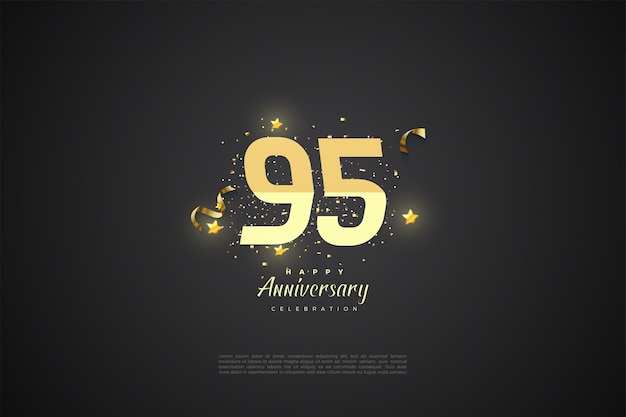 95e anniversaire avec illustration de numéro plat et tordu
