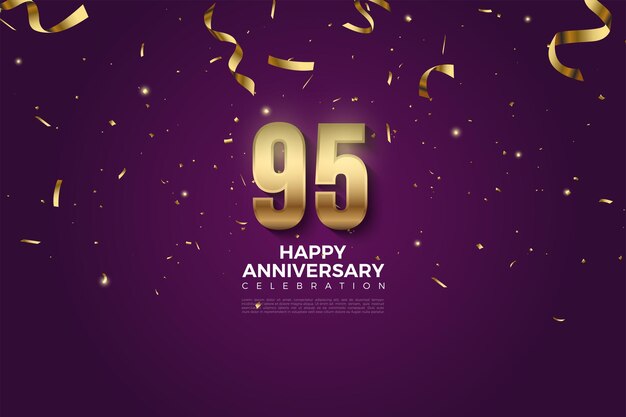 95e Anniversaire Avec Illustration De Pluie De Ruban D'or