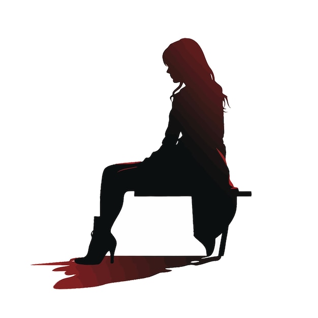 Vecteur a_femme_assise_corps_silhouette_vecteur