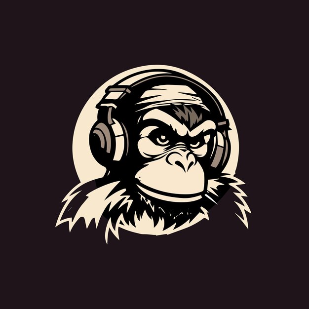 A_logo_of_a_black_monkey_with_headphones