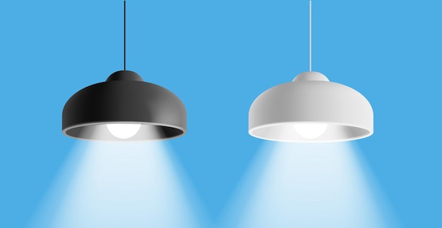Vecteur abat-jour de lampe suspendue au plafond 3d noir et blanc pour l'intérieur lampes modernes