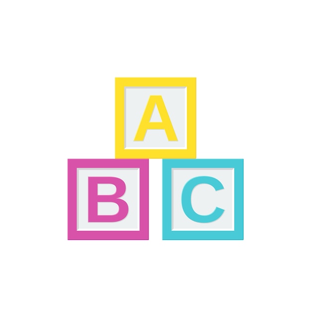 Abc Bloque Le Jouet De Bébé Au Design Plat Illustration De Dessin Animé De Vecteur