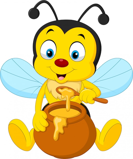 Abeille De Bande Dessinée Au Pot De Miel