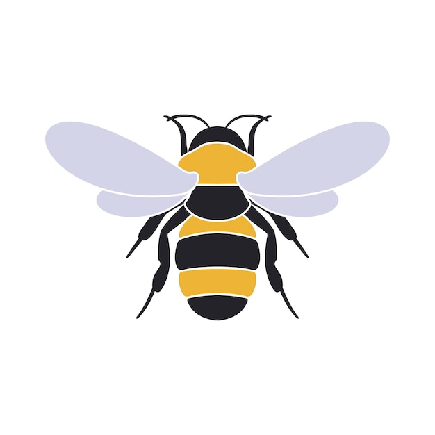Vecteur une abeille avec un corps jaune et noir et un corps noir.
