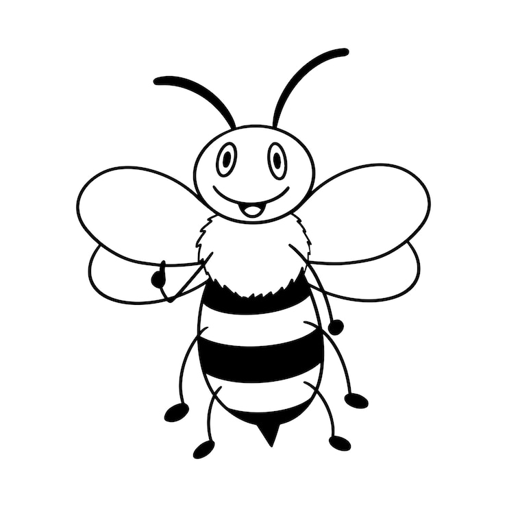 Vecteur une abeille avec un grand sourire sur son visage