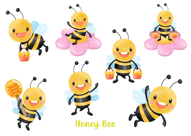 Abeille à Miel Clipart Aquarelle Buzz