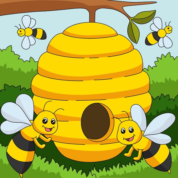 Abeilles, Coloré, Dessin Animé, Ferme, Illustration