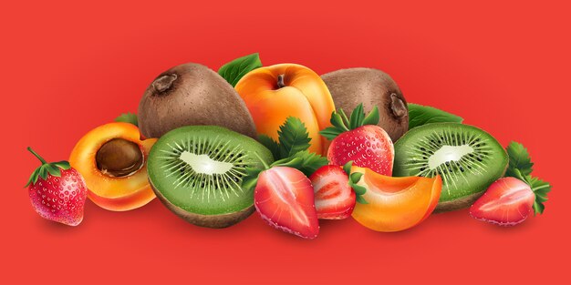 Abricot, fraise et kiwi