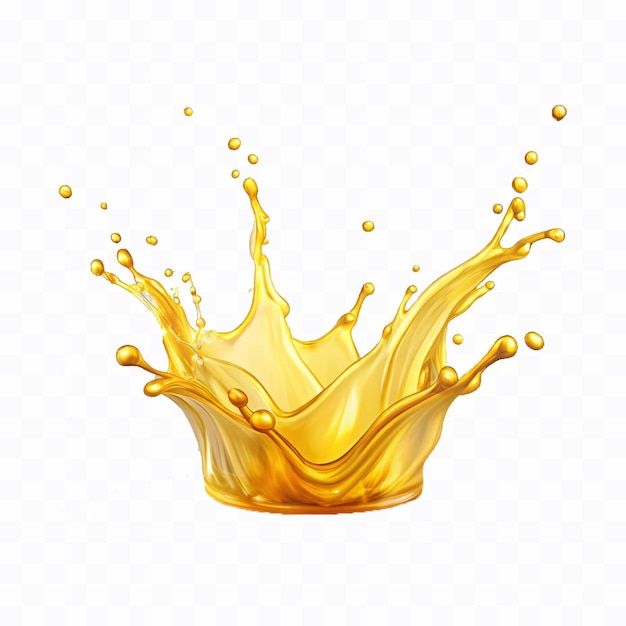 abstract 3d liquide jaune ou huile éclaboussé dans le style de la couronne isolé sur fond blanc