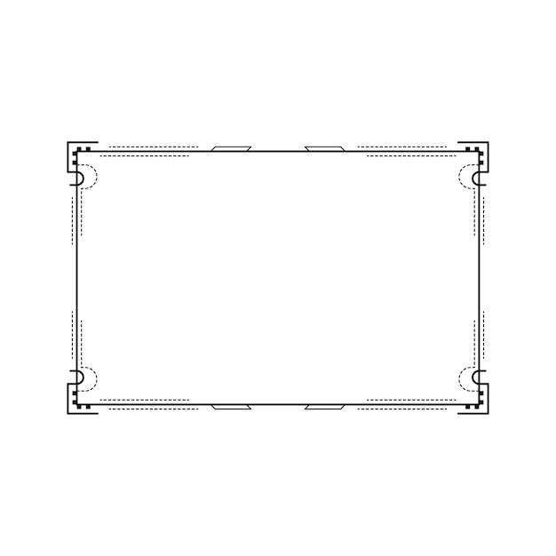 Abstract Black Simple Line Rectangular Frame Doodle Outline Element Vector Design Style Sketch