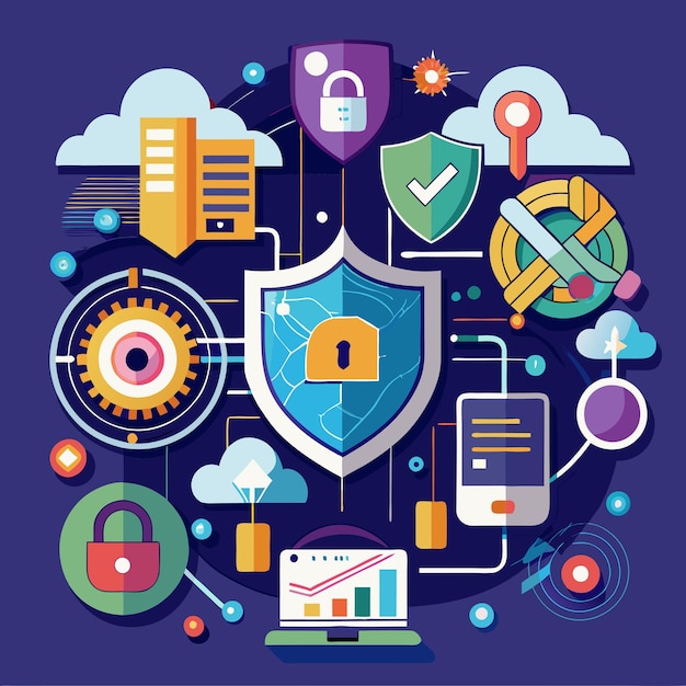 abstract concept de conception du vecteur de cybersécurité