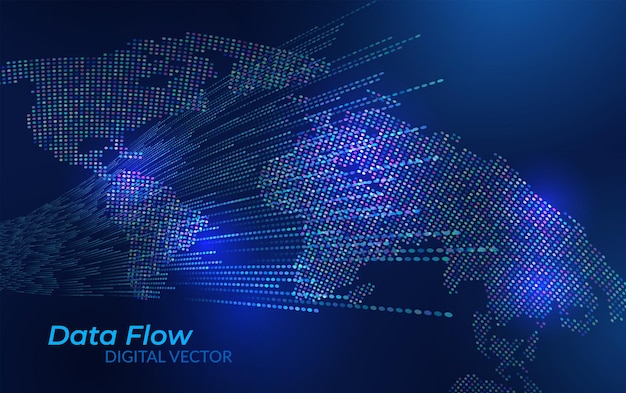 Abstract Data Flow Background Futuristic Digital Stream of Information and Binary Connections Representing Big Data Neural Networks and Artificial Intelligence Technology Concept Design