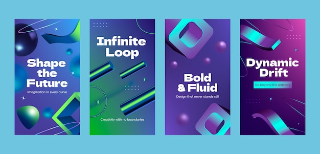 Abstract geometric gradient story templates