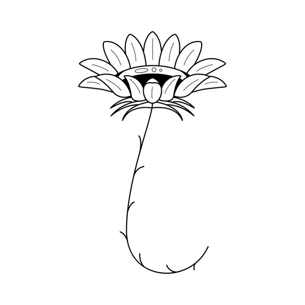 Abstract Hand Drawn Flower Plant Botanic Floral Nature Bloom Doodle Concept Vector Design Outline