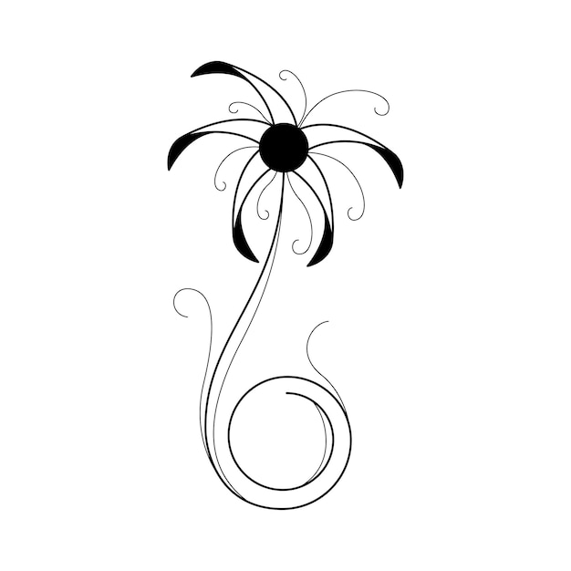 Abstract Hand Drawn Flower Plant Botanic Floral Nature Bloom Doodle Concept Vector Design Outline