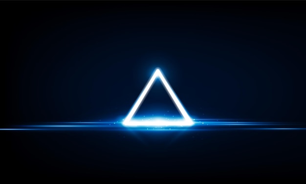 Abstract Key Door open Light out technology et avec des triangles de néon Concept de communication Hitech innovation background vector design