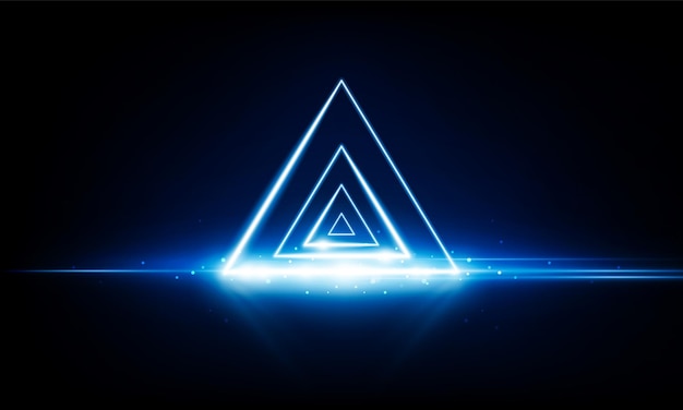 Abstract Key Door open Light out technology et avec des triangles de néon Concept de communication Hitech innovation background vector design