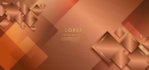 Abstract luxury background brown squares overlapping and gold elegant squares lines