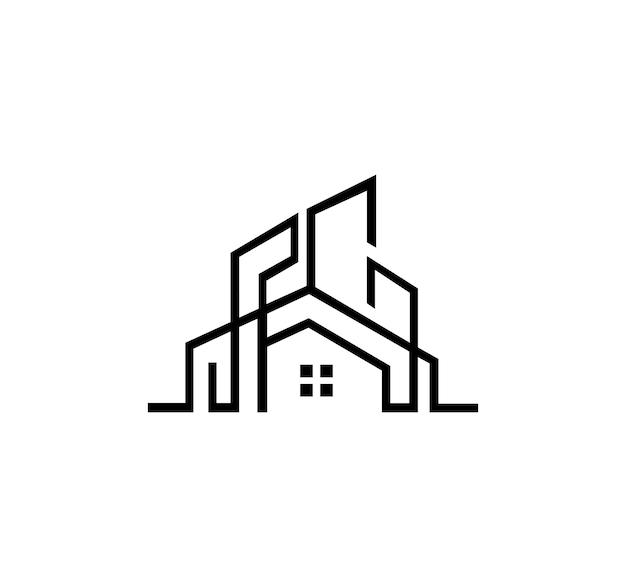 Abstract Minimalist Building Logo in Line Art Style