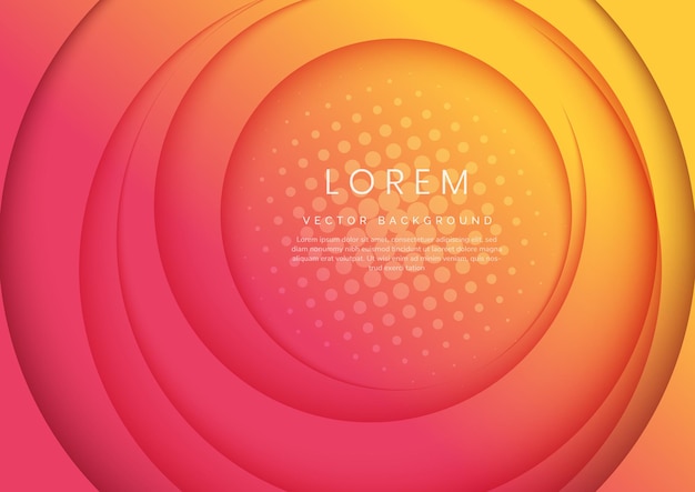 Abstract modern red and yellow gradient circles layers lighting background with copy space for your text