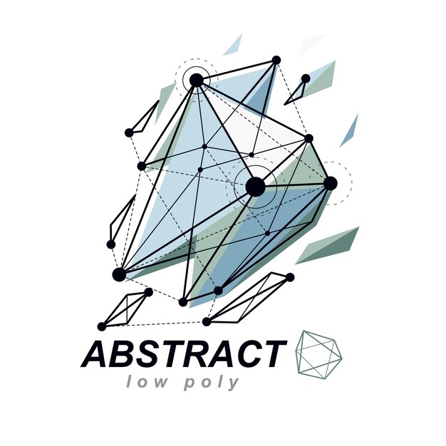 Abstract vector 3d géométrique low poly objet. Logo conceptuel de la technologie et de la science.