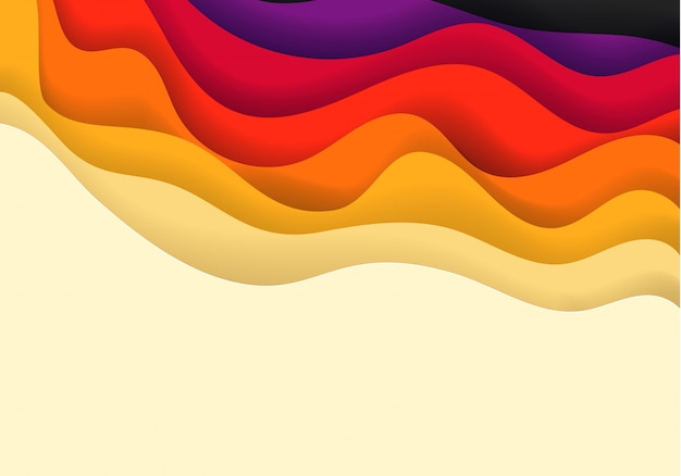 Vecteur abstract vector background avec des vagues de papier de couleur