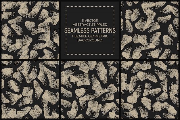 Abstract Vector Stippled Seamless Patterns Set