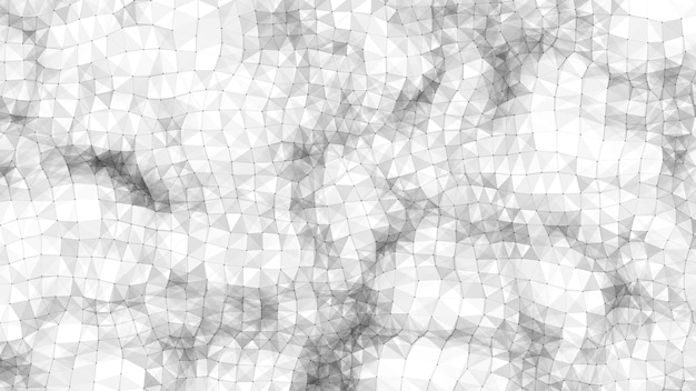 Abstract vector technology wave top view with moving dots and lines AI in virtual reality on digital background Wireframe texture Dynamic network connection data analysis