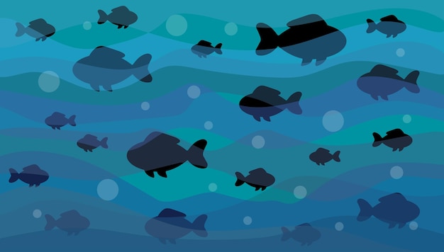 Abstract vector water waves illustrtation background Petit poisson de couleur Style design plat