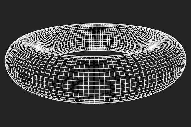 Abstract wireframe torus beignet Fond de technologie vectorielle Modèle de conception de connexion