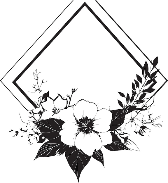 Vecteur abstraction florale élégante emblème iconique dessiné à la main essence botanique capricieuse logo minimaliste noir