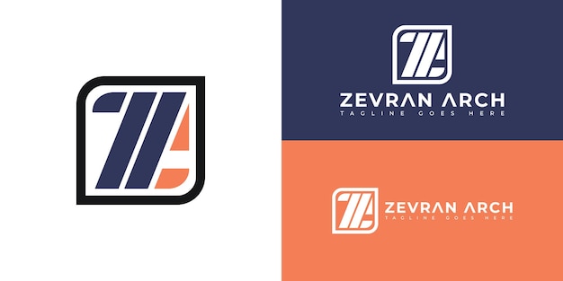 Vecteur abstraction de la lettre initiale carrée noire za ou du logo az en couleur bleu orangé