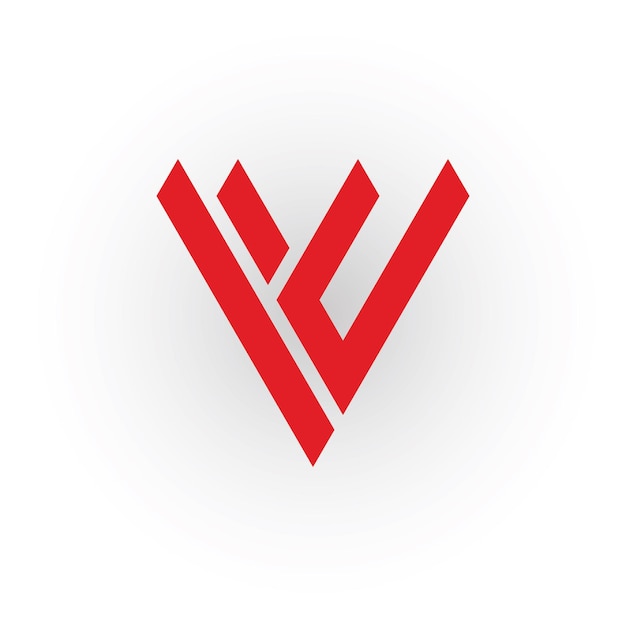 Vecteur abstraction de la lettre triangle initiale vc ou cv conception du logo illustration vectorielle en rouge